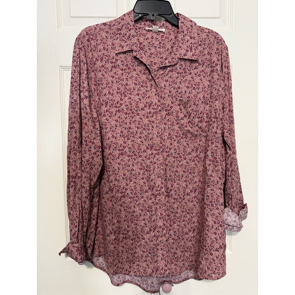 BeachLunchLounge Women's XL‎ Multicolor Pastel Plaid Button Front Shirt